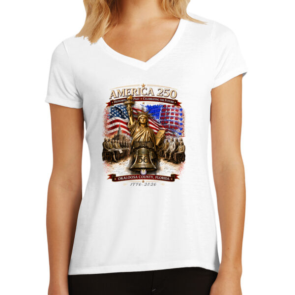 Ladies V-Neck Official America 250 T-shirt  Thumbnail